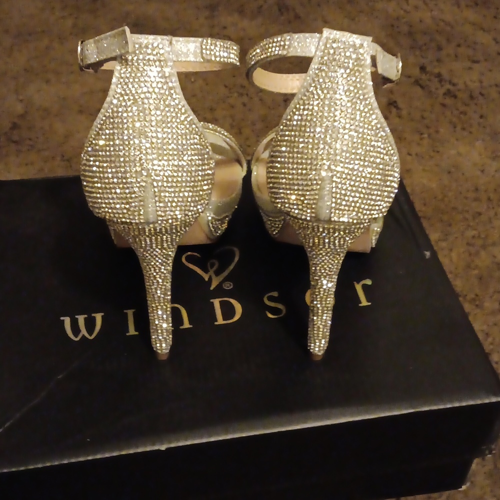 Windsor Champagne Stiletto Heels with Glittery Straps - Picture 3 of 6